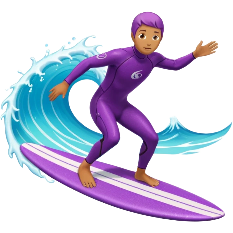 glitter surfer purple surf in wave ocean cian emoji