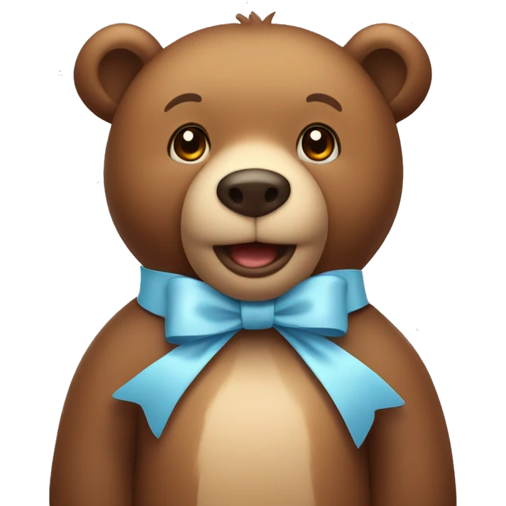 Cute brown bear wearing a light blue bow around its neck emoji