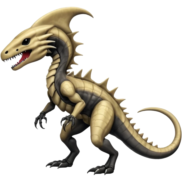 Marowak-Salandit-Xenomorph-hybrid-fantasy-creature (full body) with colored scale pattern markings emoji