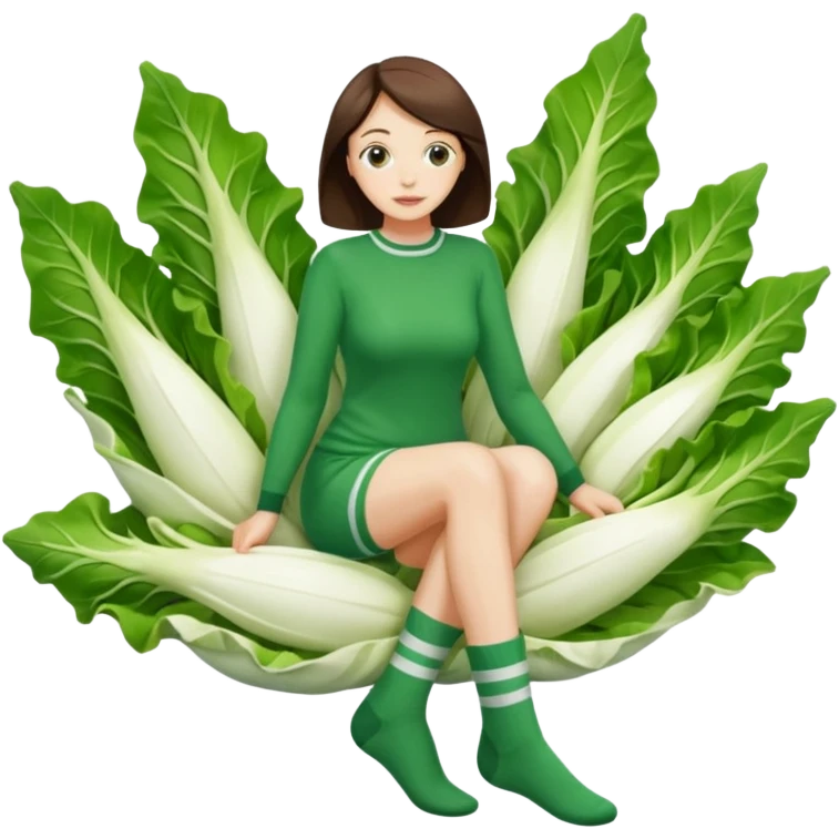  👩🏼 en chaussette, dans une endive géante, emoji