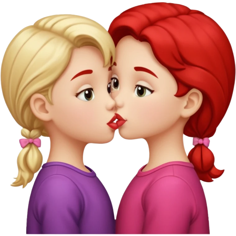 two little gals kissing on the lips emoji