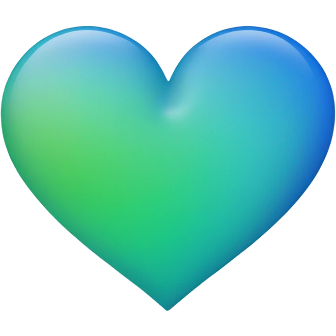 Gradient heart emoji wit 3/4 blue and 1/4 green emoji