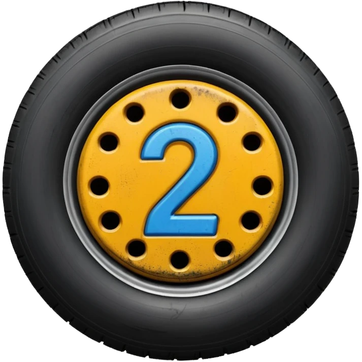 semi tire with the number 2 bright in the center of it emoji