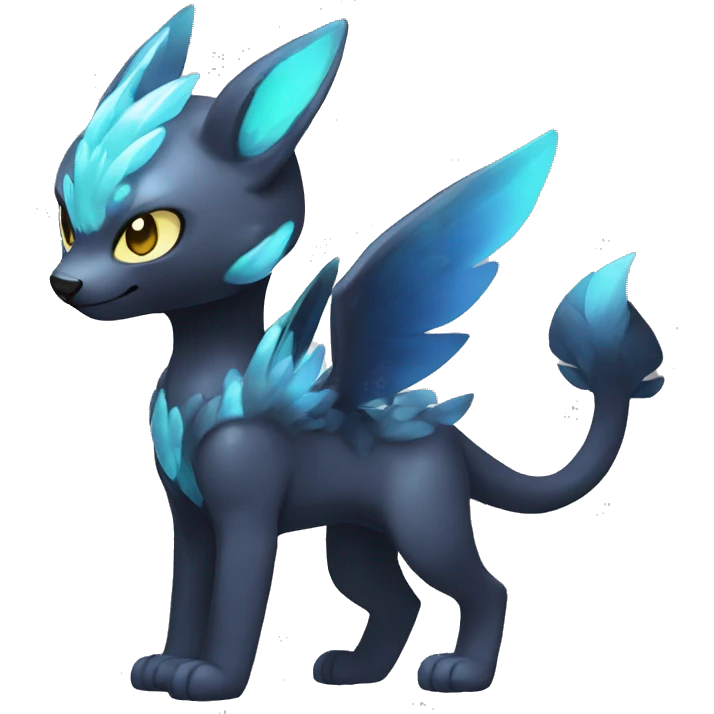 Cute cool shiny fantasy dark-shadow-themed animal hybrid Fakemon full body emoji