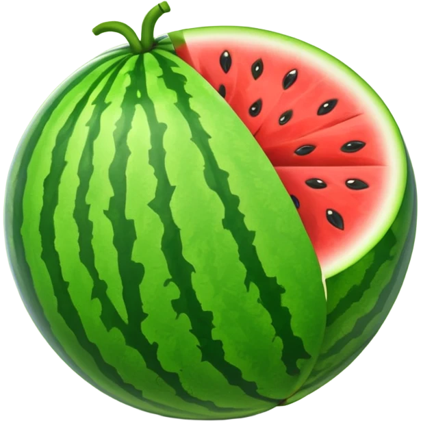 vibrant stylized whole watermelon emoji, sprite for 2D fruit ninja game emoji