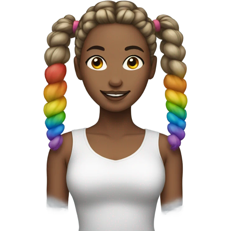 Beautiful Woman with rainbow pigtails  emoji