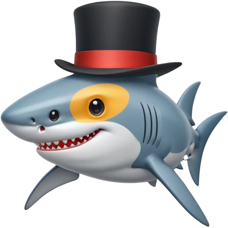 Shark with a top hat emoji