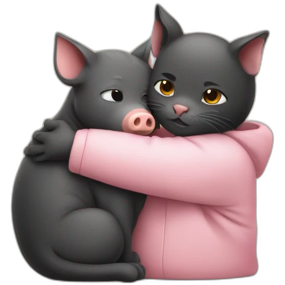 A Cat hug a pig emoji