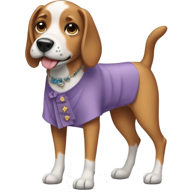 Dog wearing dress and heels emoji