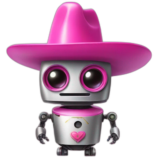 Robot wearing a pink sombrero emoji