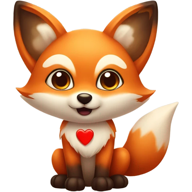 Kawaii Fox with big heart emoji