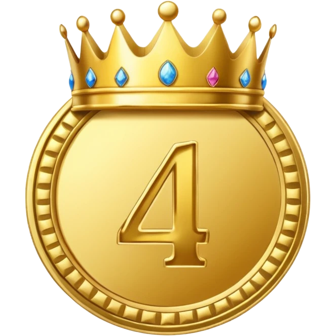 Make the paid subscription icon round and gold with the number 4 and a crown. emoji