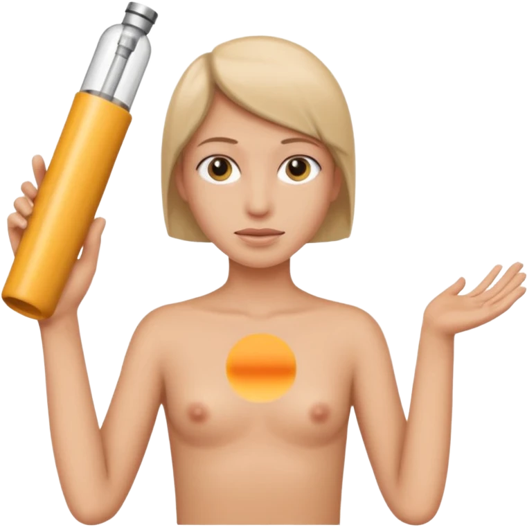 a beige skin colored hand holding a cylindrical tube, no sleeves, no clothes emoji