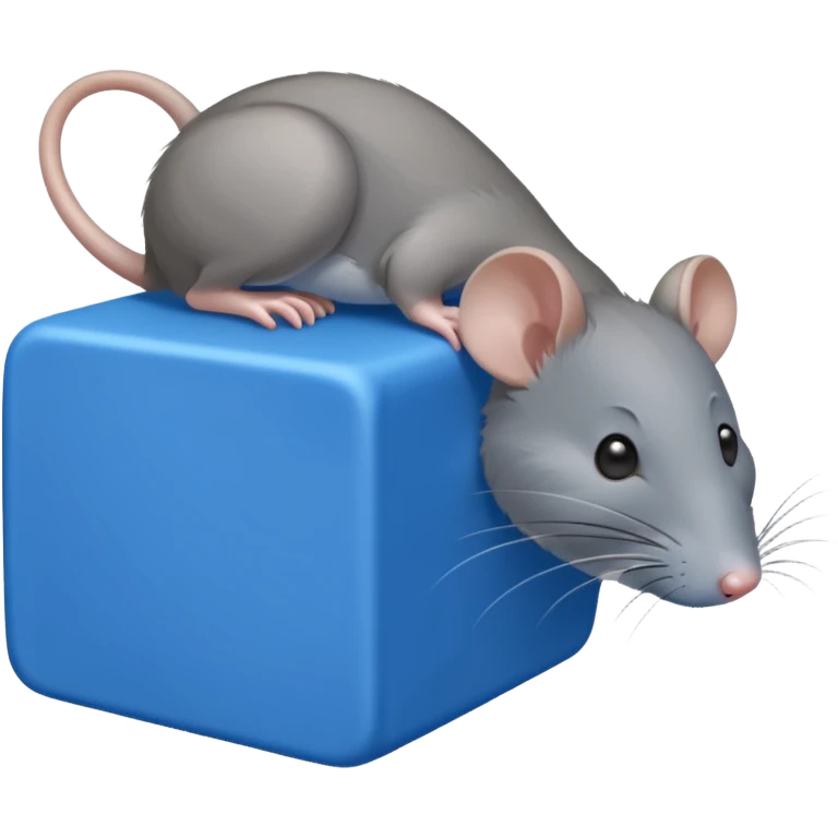 raton gris comiendo bloque azul emoji