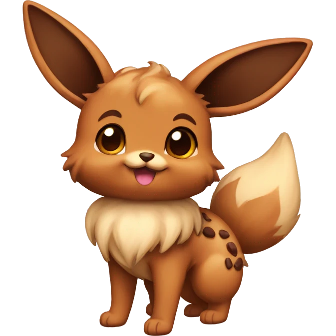 Brown Cookie-themed Eevee with chocolate chips patterns full body emoji