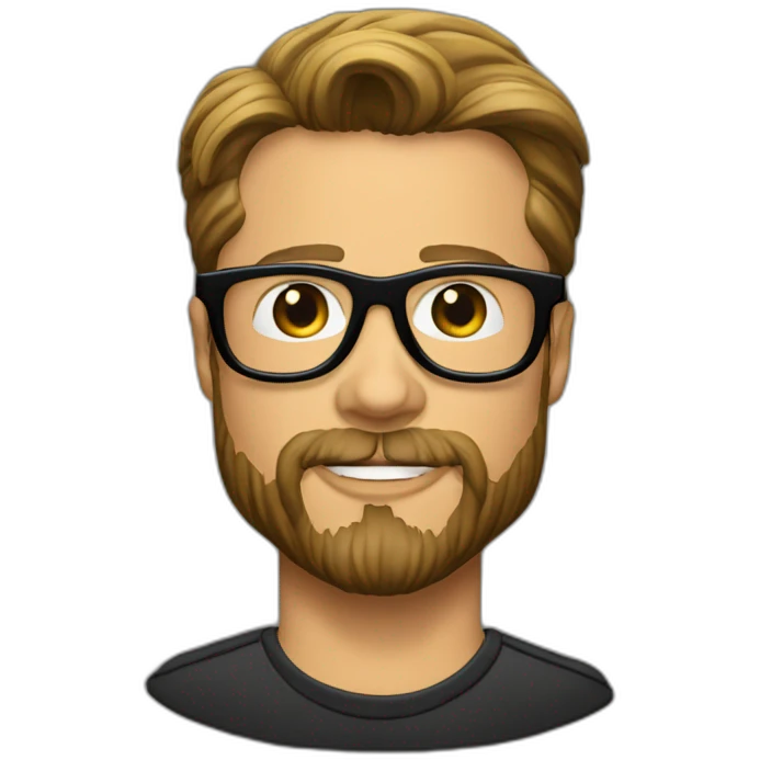 Brad Pitt with beard and spectacles (black frame) emoji