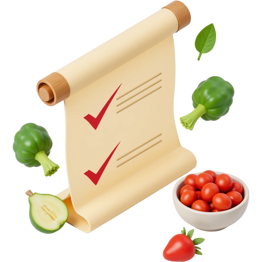 Floating Ingredients Around a List (with Transparent Background) emoji