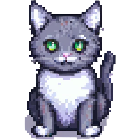 simple and cute pixel art cat, 8-bit style emoji
