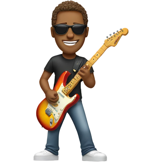 guy with sunglasses playing fender sunburst stratocaster emoji