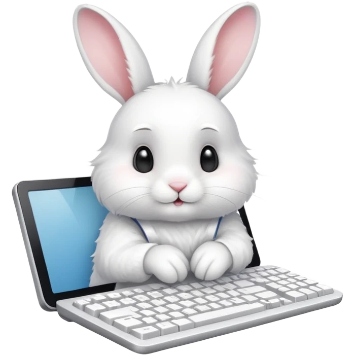 Little white rabbit working on computer emoji