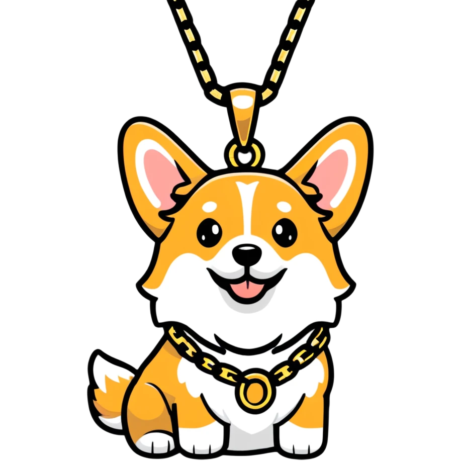 corgi wearing a gold chain emoji