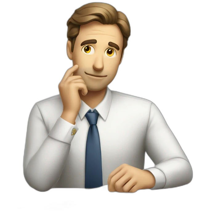 pensive business man checking balance sheets emoji