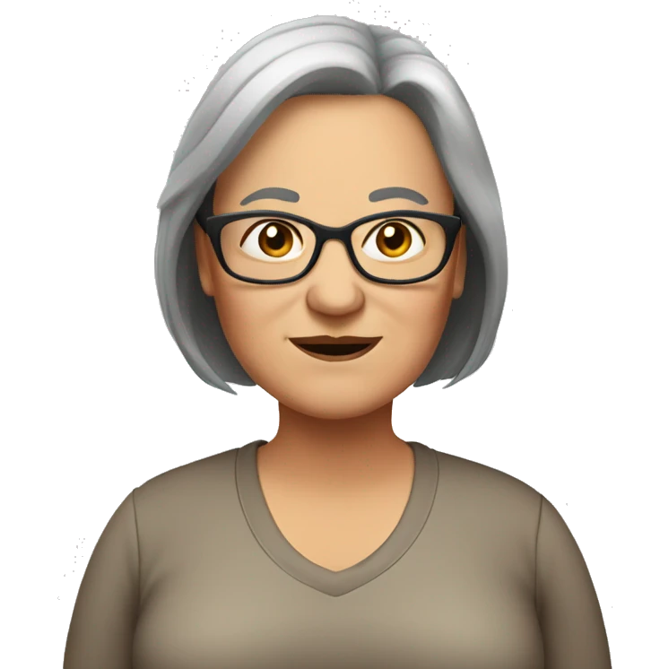 older fat woman with long straight brown hair with glasses emoji