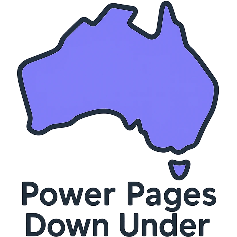 minimalist outlined icon of Australia map with thin lines, text 'Power Pages Down Under' in modern sans-serif font, color palette #403DAD, vibrant purple, #fff7ad accents, no extra icons or overlays emoji