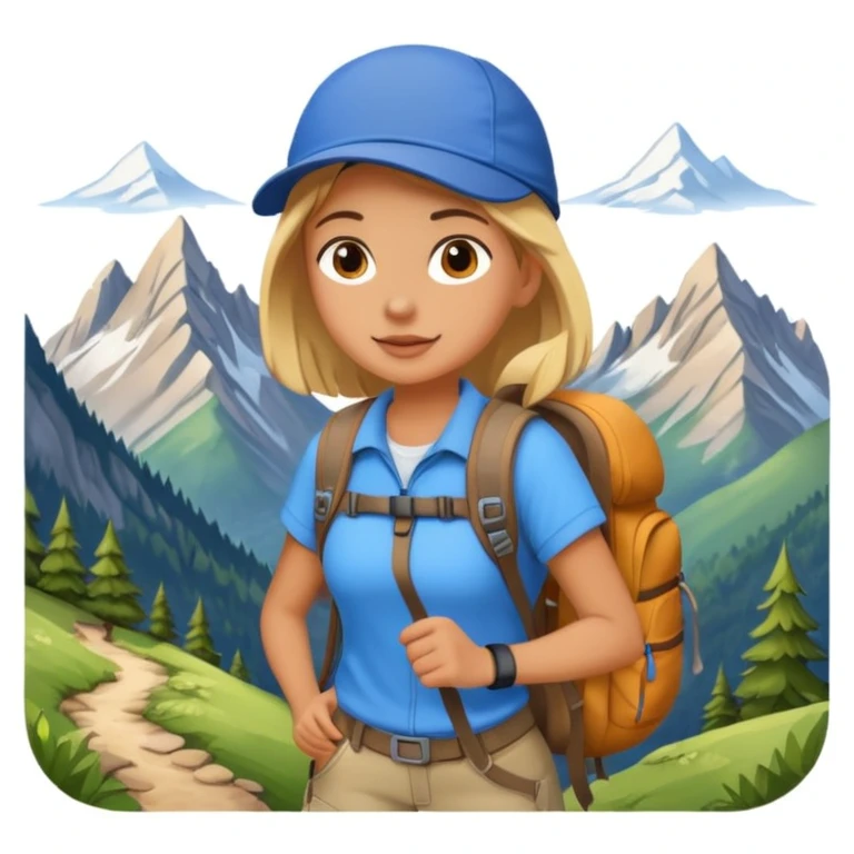 girl back packing mountains background  emoji