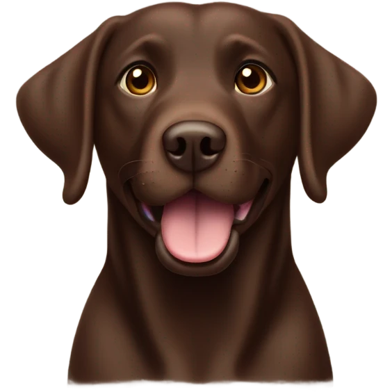 fat chocolate brown lab with brown eyes and mouth open emoji