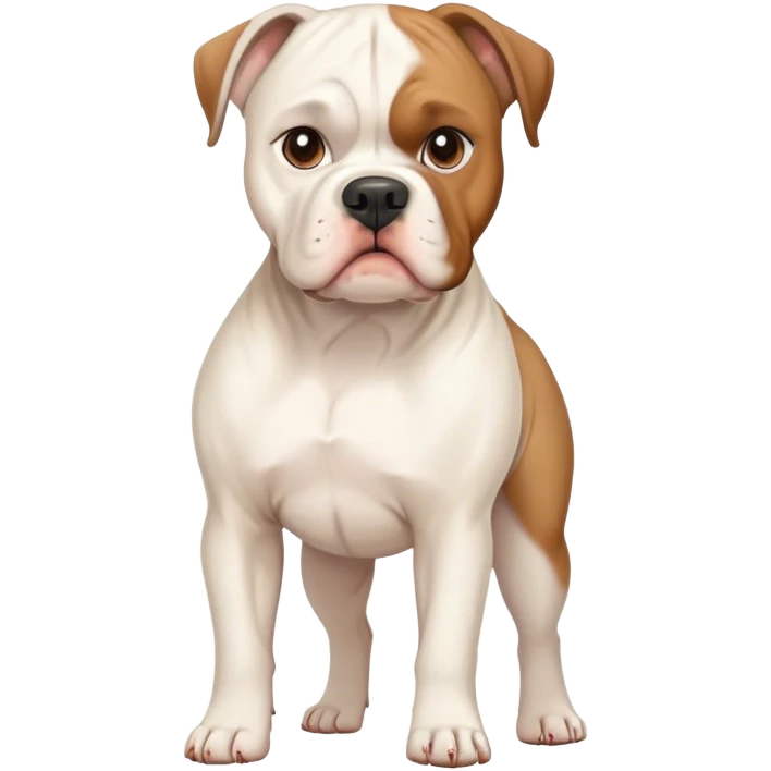 White American Bulldog Boxer with Brown Face Standing  emoji