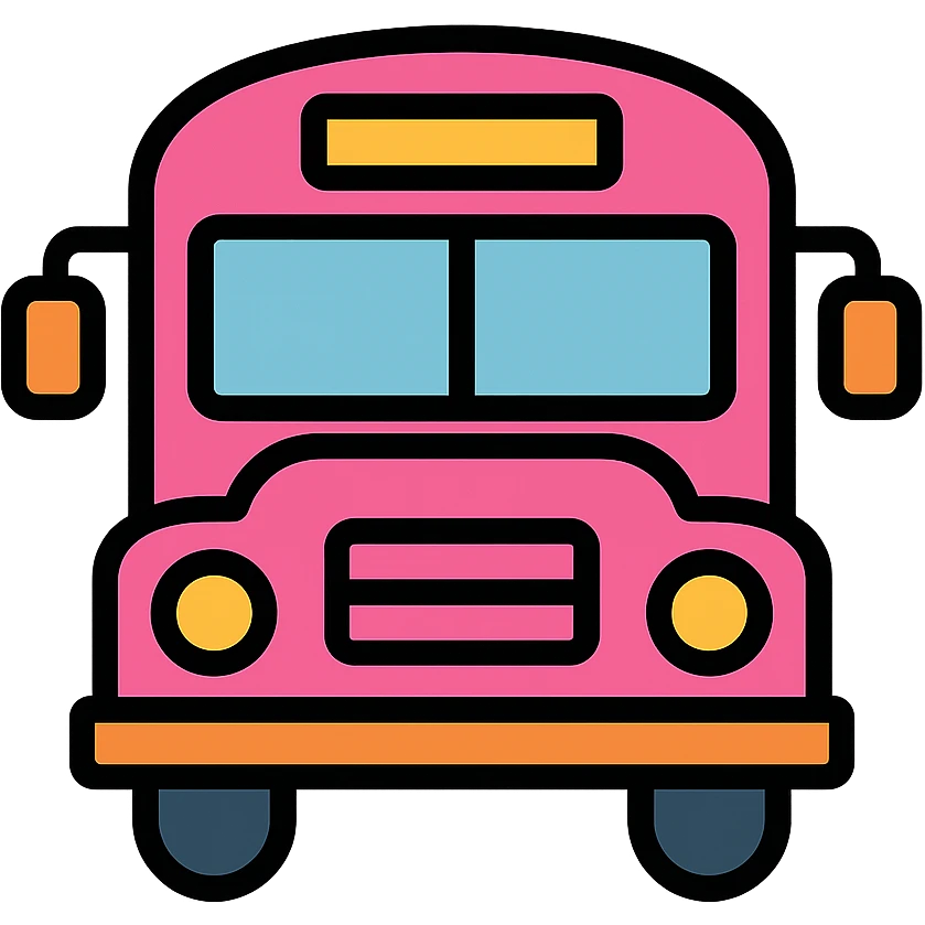pink school bus emoji