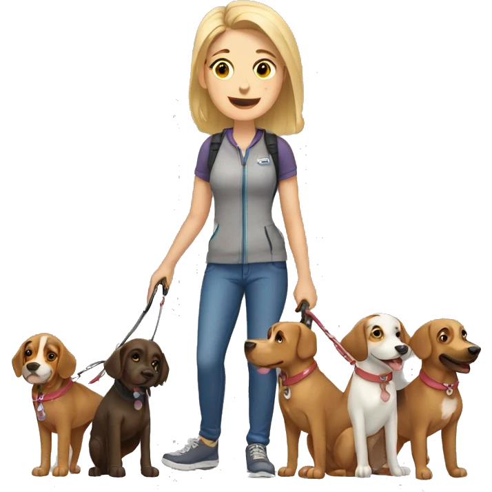 Dog walker with 6 dogs emoji