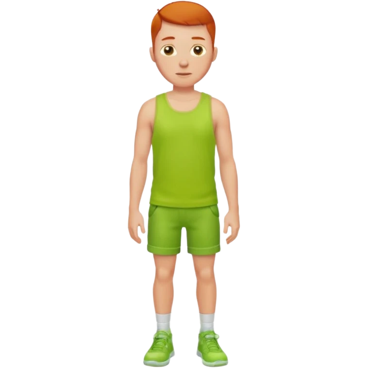 full silhouette of a redhead man with a buzzcut, wearing a lime tanktop and shorts emoji
