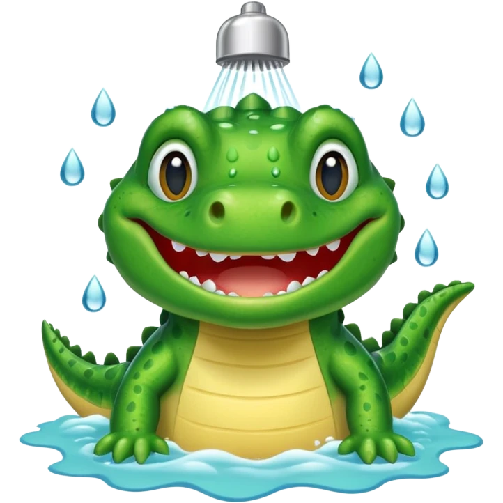 Cute crocodile is showing under the shower like game Where's my water emoji