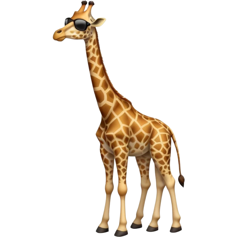 friendly anthropomorphised giraffe in casual clothing, wearing dark sunglasses, walking upright in standard pose emoji