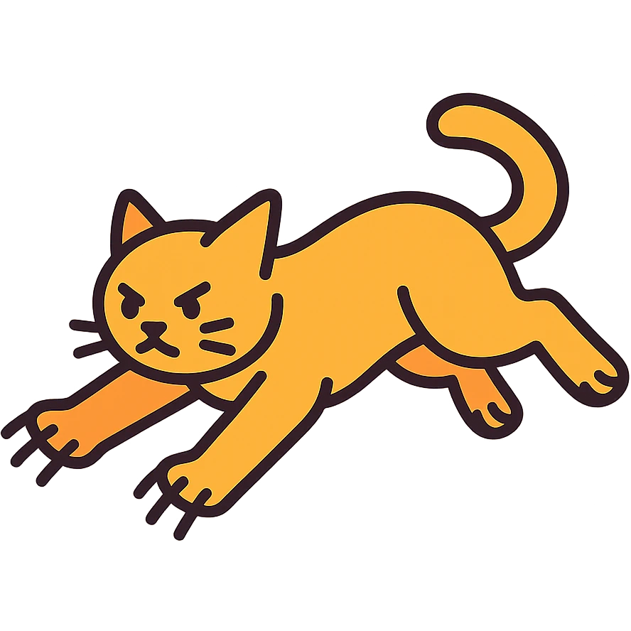 stylized cat with claws out, mid-leap emoji