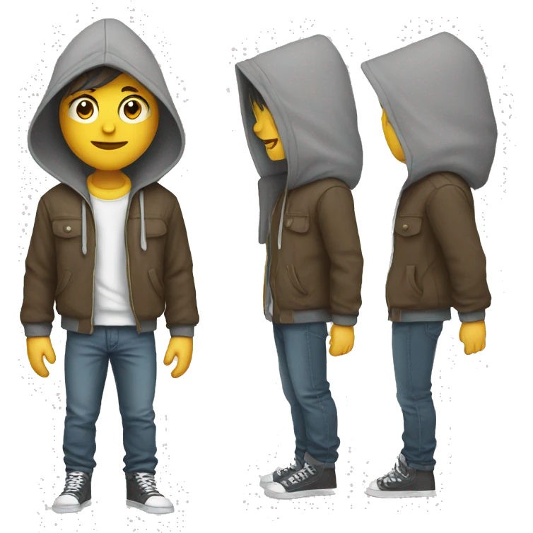 hipster with hoodie and a MacBook with white skin emoji
