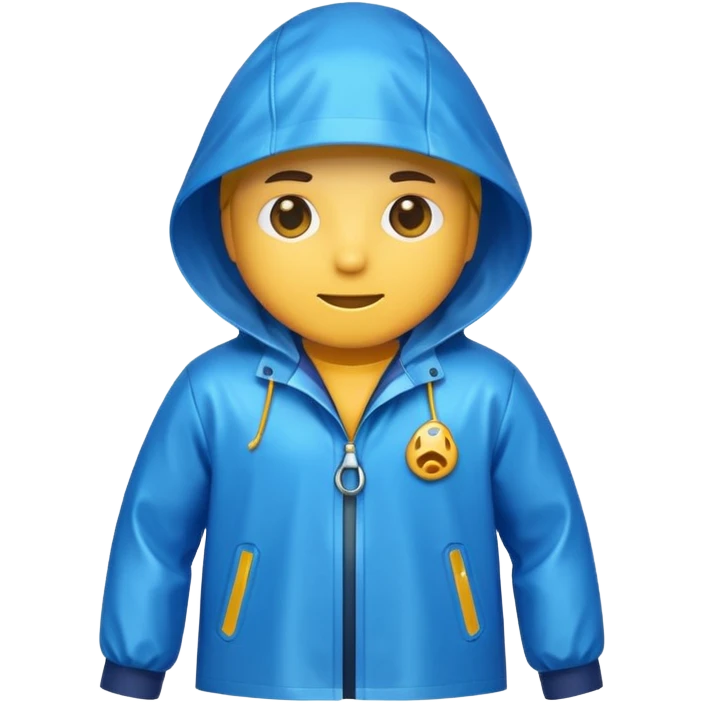 blue raincoat, just rain coat, negative: character. emoji