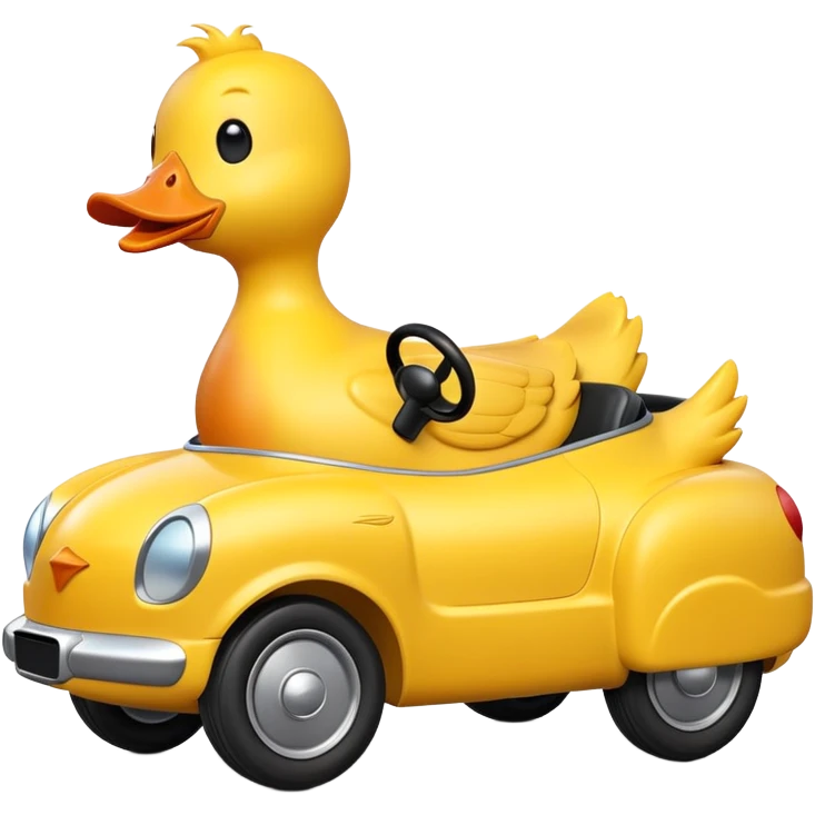 Yellow duck driving car emoji