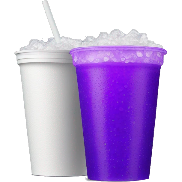 double stacked styrofoam white cups with no lid filled with purple soda and crushed ice emoji