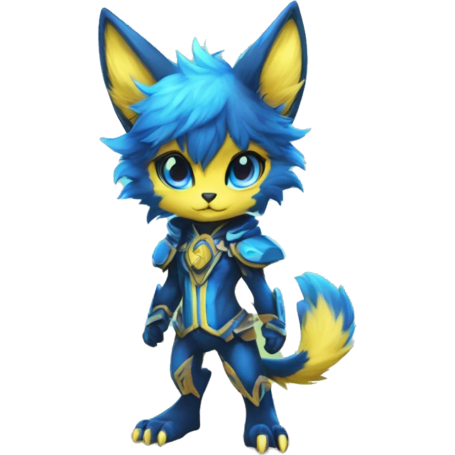 Anthro-Edgy-Cool-Blue-Yellow-Contrast-Colors-Fantasy-Fur-Sona-Chibi-Shiny-Fakémon-Hybrid full body emoji