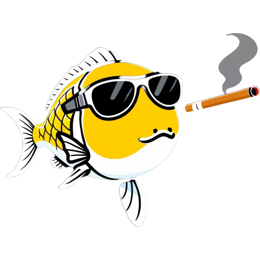 Fish smoking a blunt with sunglasses  emoji