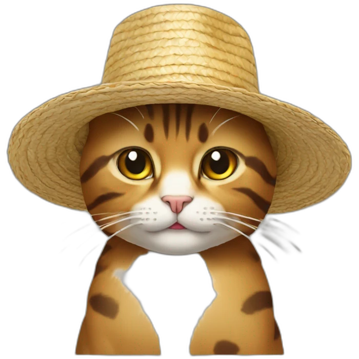 Cat with a straw hat One Piece emoji