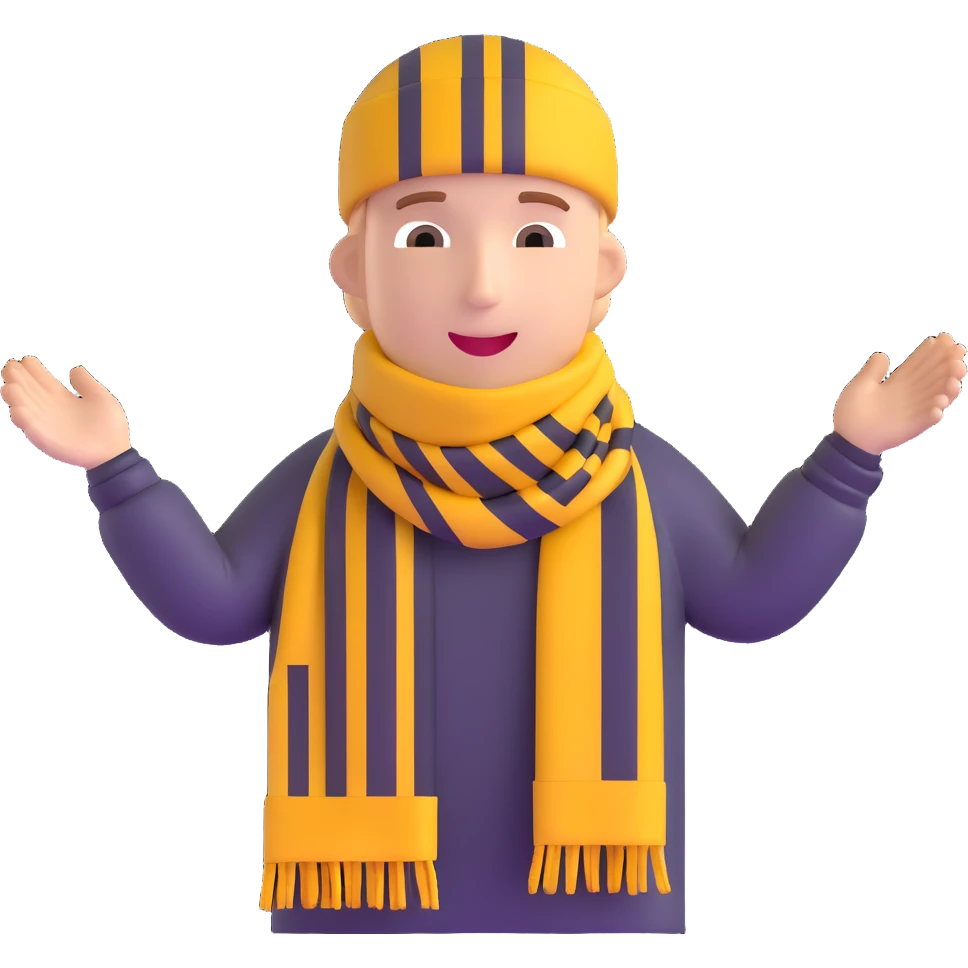 football fan cheering with a scarf emoji