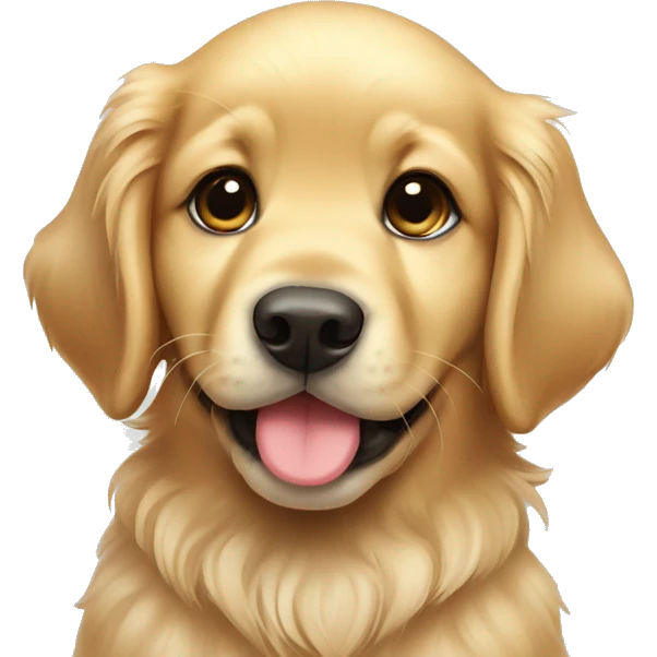 Cute puppy golden retriever with Christmas bow around neck emoji