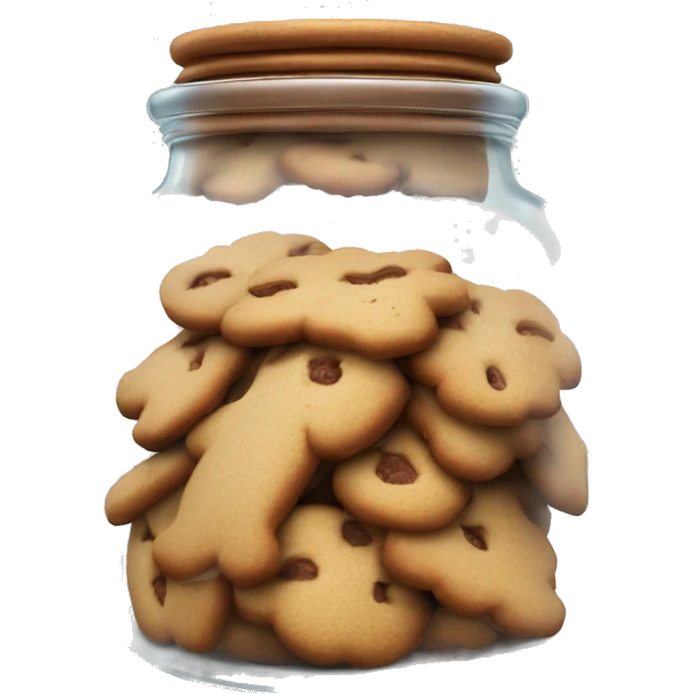 Realistic glass cookie jar full of gingerbread cookies isolated.  emoji