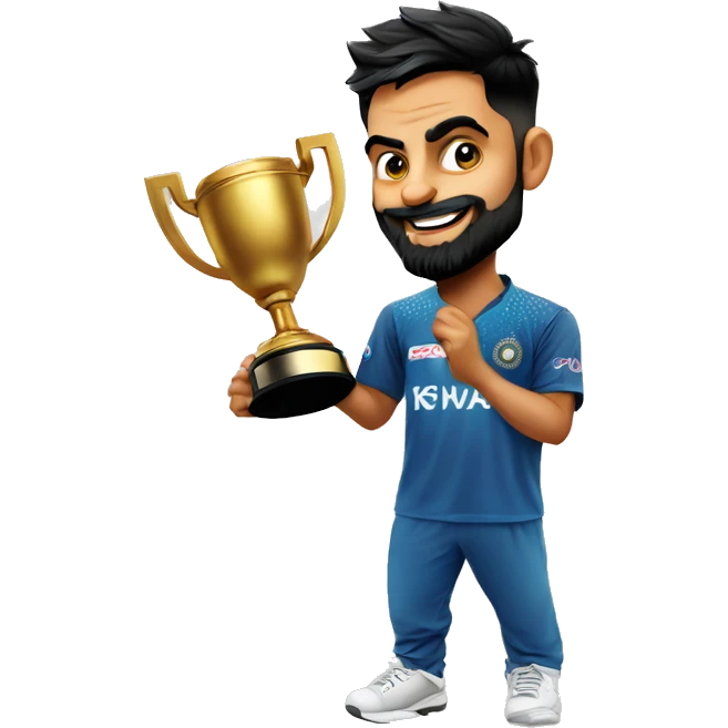Virat Kohli lifting a trophy emoji