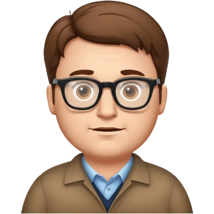White man with big belly, brown hair and glasses emoji