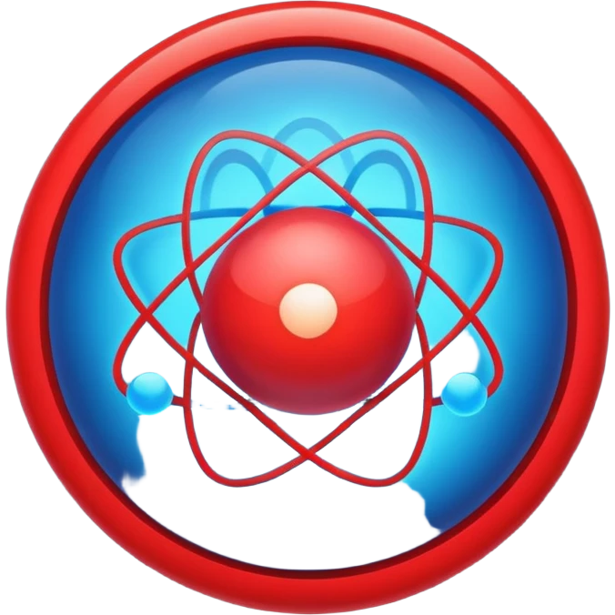 blue and red atom emoji
